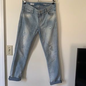 Gap Destructed Girlfriend Jeans in Brooklyn Beach Blue